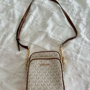 Michael Kors Tan and Cream Crossbody Bag